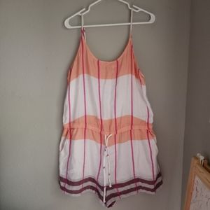 Lou & Grey Womens Size Large Lightweight Spaghetti Strap Adjustable Romper Pink